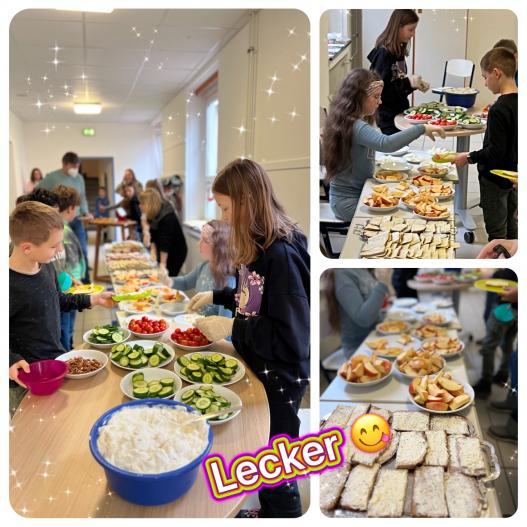 Gemeinsames Schulfrühstück 🍎🥒🧀